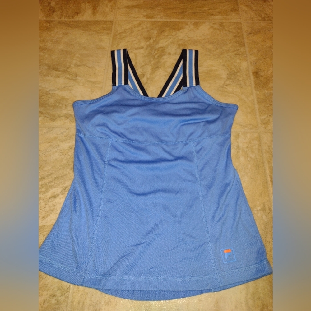 Fila performance/tennis tank top with built in shelf bra, M 10/12